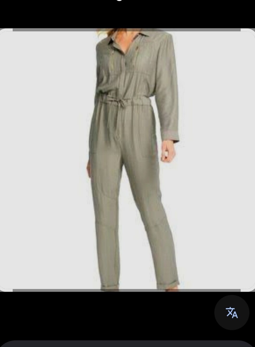 DKNY Olive Utility Drawstring Jumpsuit